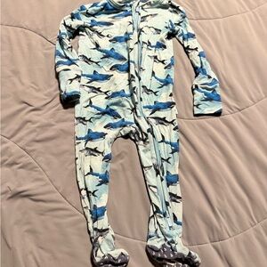 Posh Peanut Shark Print Kids One Piece Pajama 3-6 months